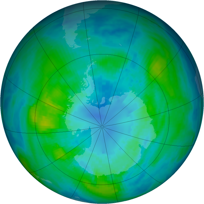 Antarctic ozone map for 04 April 1992